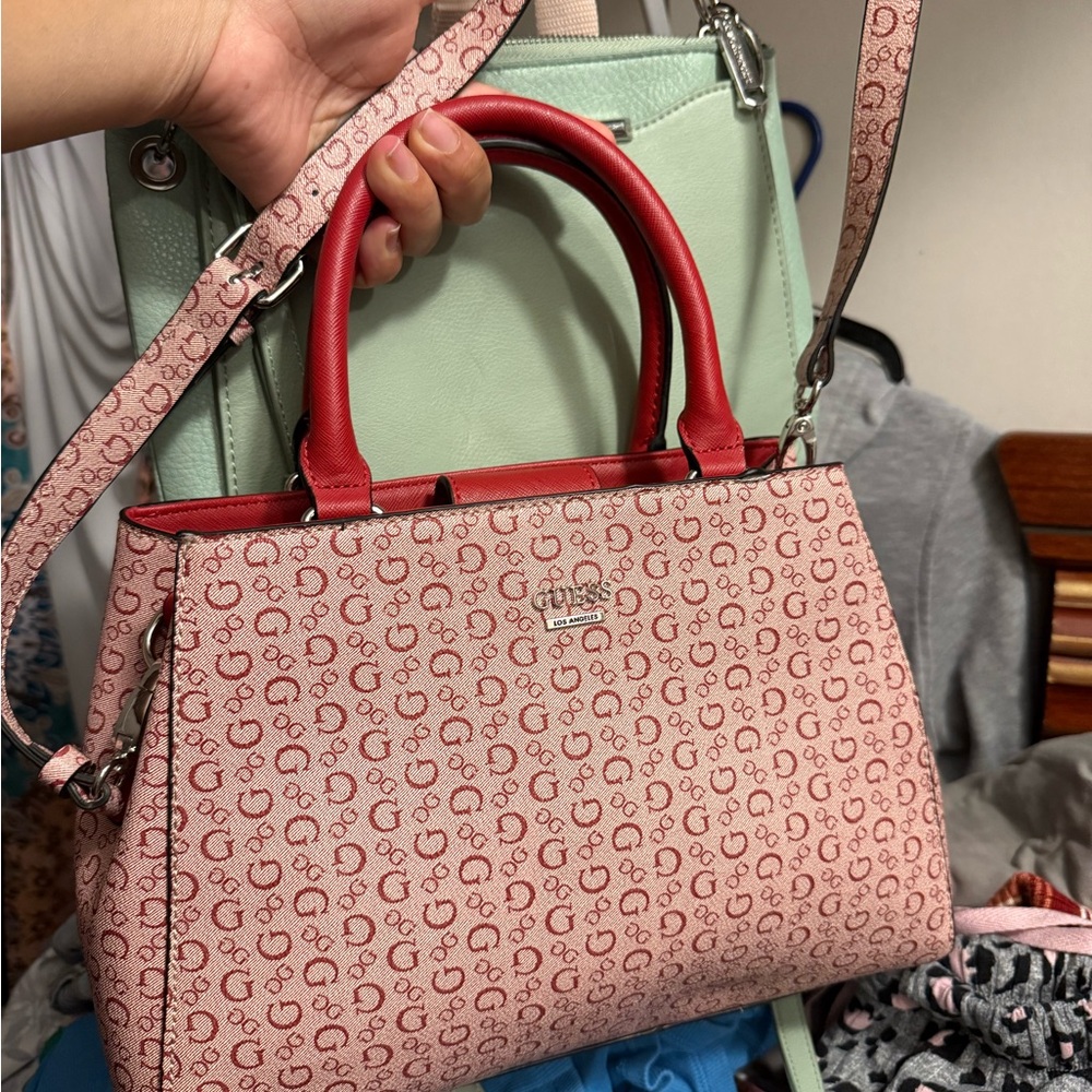 Guess Red  Patterned Satchel